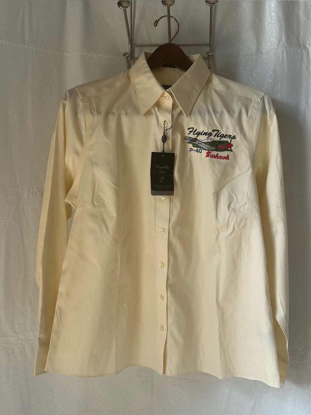 NWT FORSYTH OF CANADA P-40 Warhawk Flying Tigers Embroidered Dress Shirt Size L